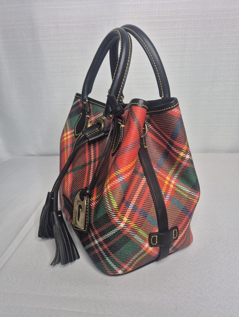 Dooney & Bourke Tartan Plaid Canvas Bucket Bag - Picture 9 of 15
